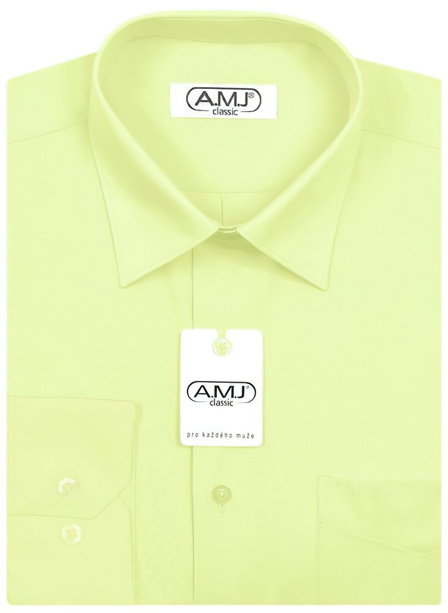 Pánská košile AMJ jednobarevná JD070, světle zelená, dlouhý rukáv, vel. 39