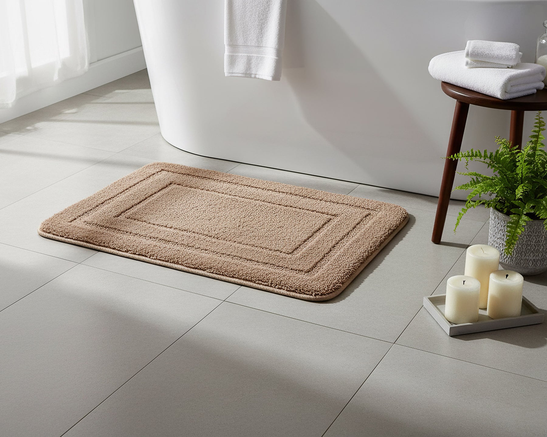 Euromat koupelnová předložka ALOR, jednobarevná hnědá, dlouhý vlas 2cm, 50x80cm