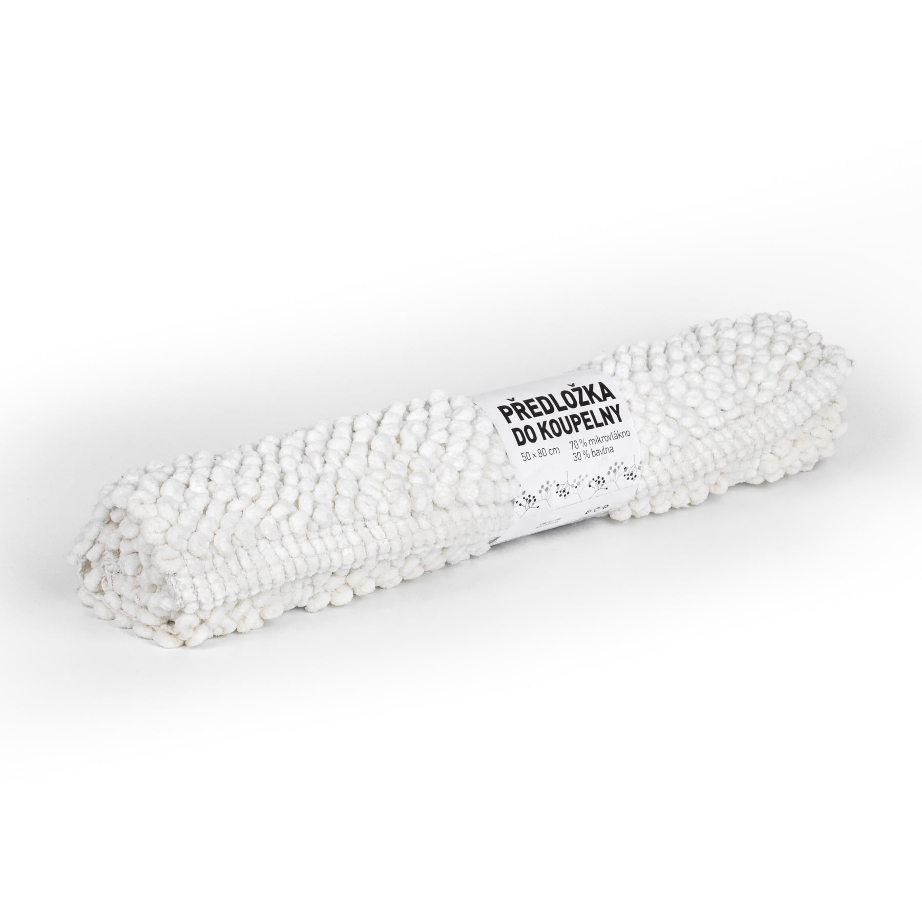 Textilcentrum Koupelnová předložka mikrovlákno, AK-3861 bílá, jednobarevná, vystouplé špuntíky, 50x80cm