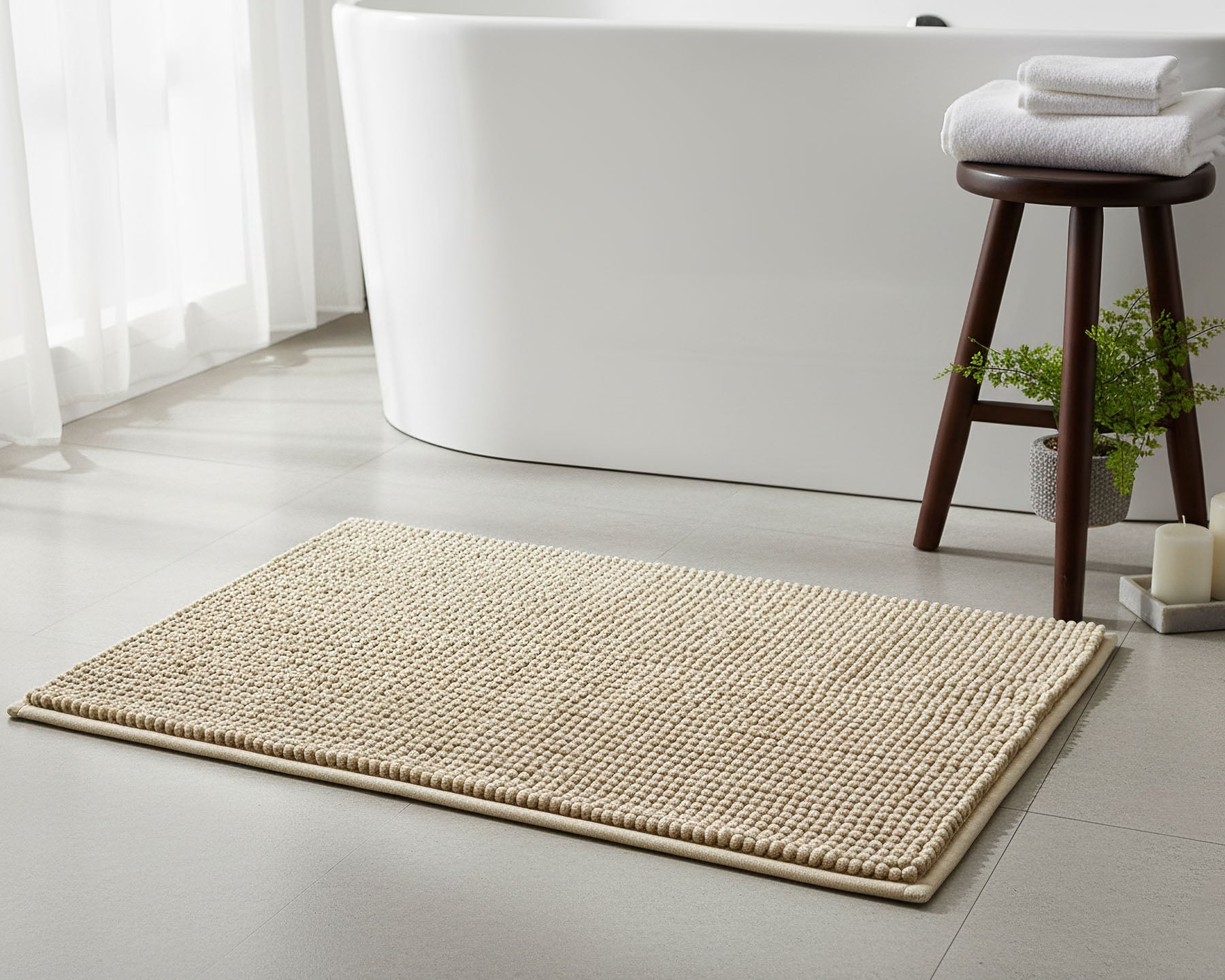 Euromat koupelnová předložka mikrovlákno, MADURA, jednobarevná béžová, vystouplé nopky, 40x60cm