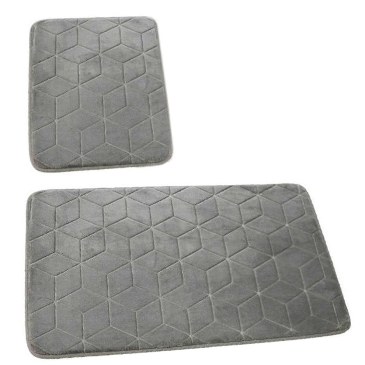 Praktik koupelnová souprava mikrovlákno SUMBA, geometrický vzor, šedá, 75x45cm (předložka) + 45x35cm (na WC)