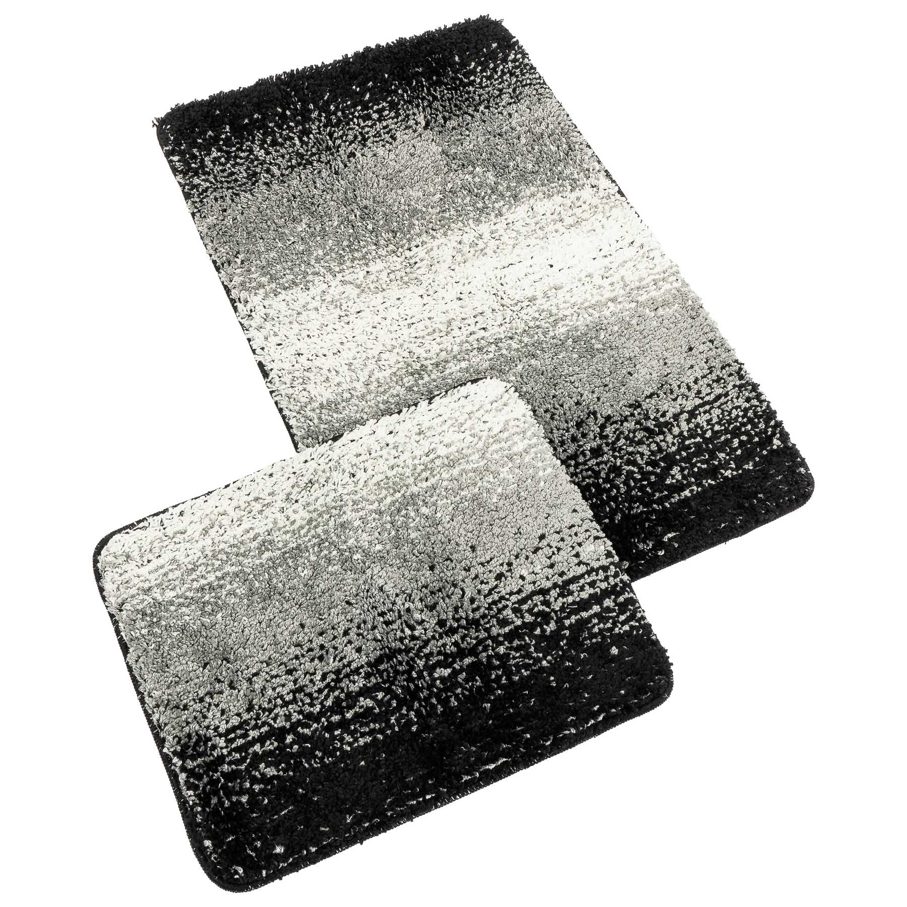 Bellatex koupelnová souprava s vlasem MICRO BANY SILVER ČERNÁ, 100x60cm (předložka) + 60x50cm (na WC)