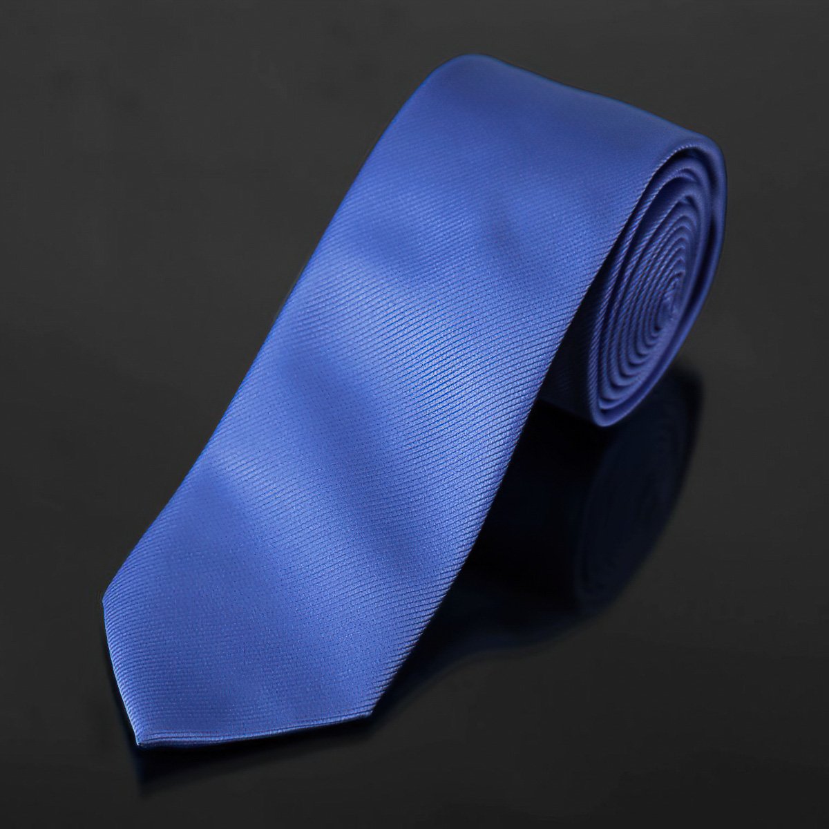 AMJ kravata pánská, šikmý proužkovaný vzor KU0017, sytě modrá