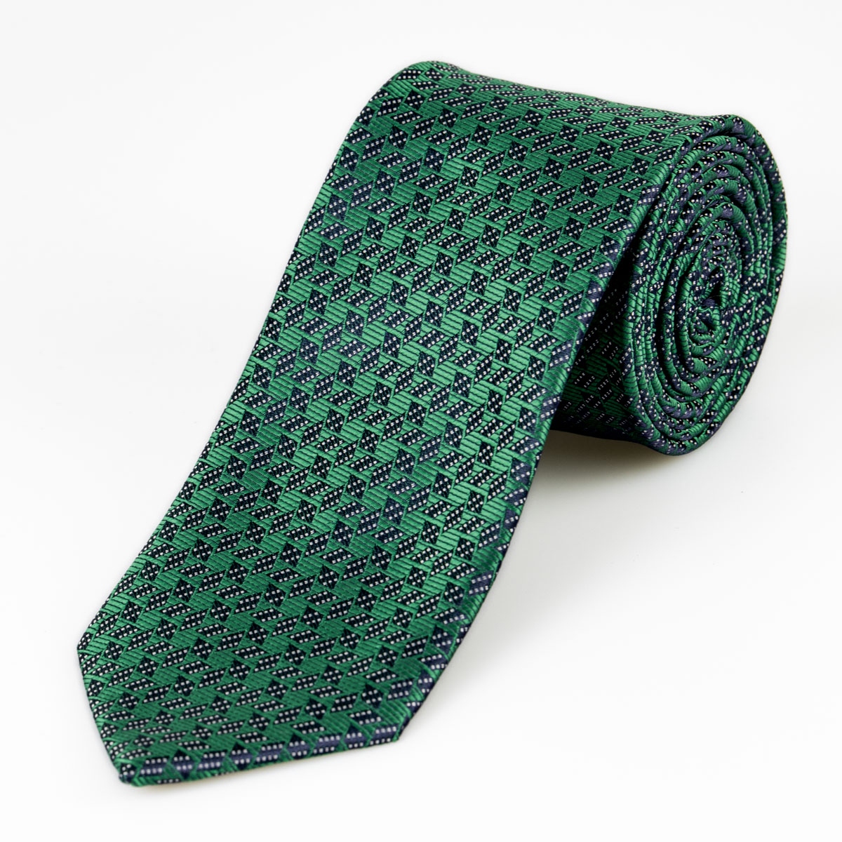 Kravata pánská AMJ kostičkovaná KU1690, tmavě zelená