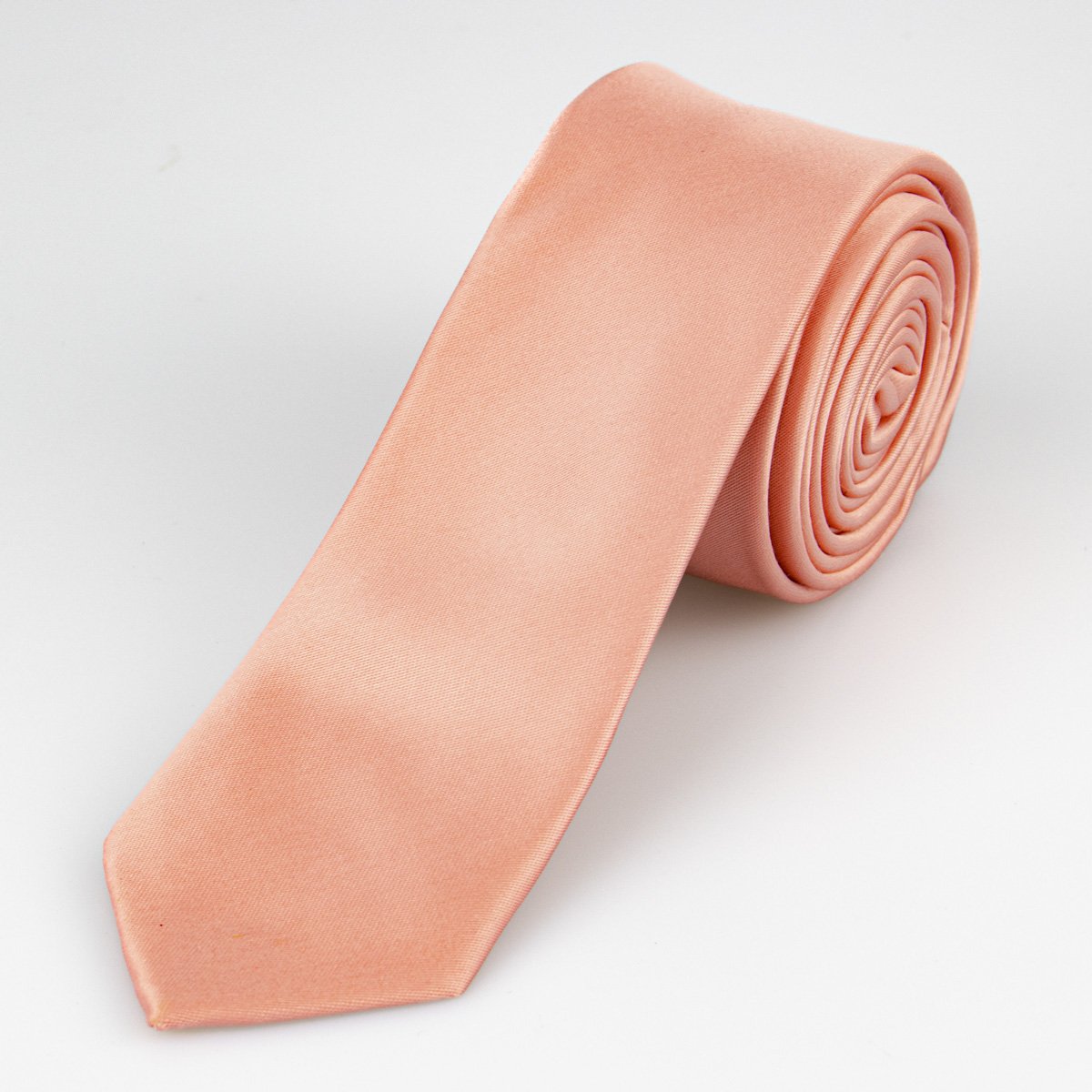 AMJ Kravata pánská úzká jednobarevná KI0049, lososová