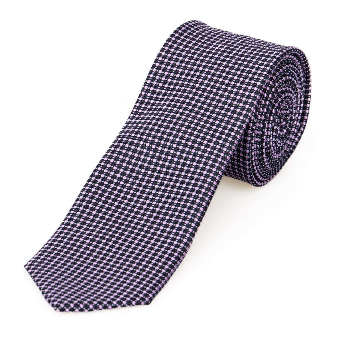 AMJ Kravata pánská úzká puntíkovaná KI0912, růžová