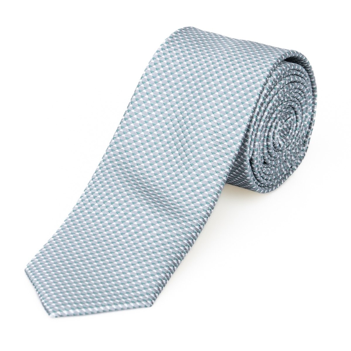 AMJ Kravata pánská úzká vzorovaná KI0903, světle šedá