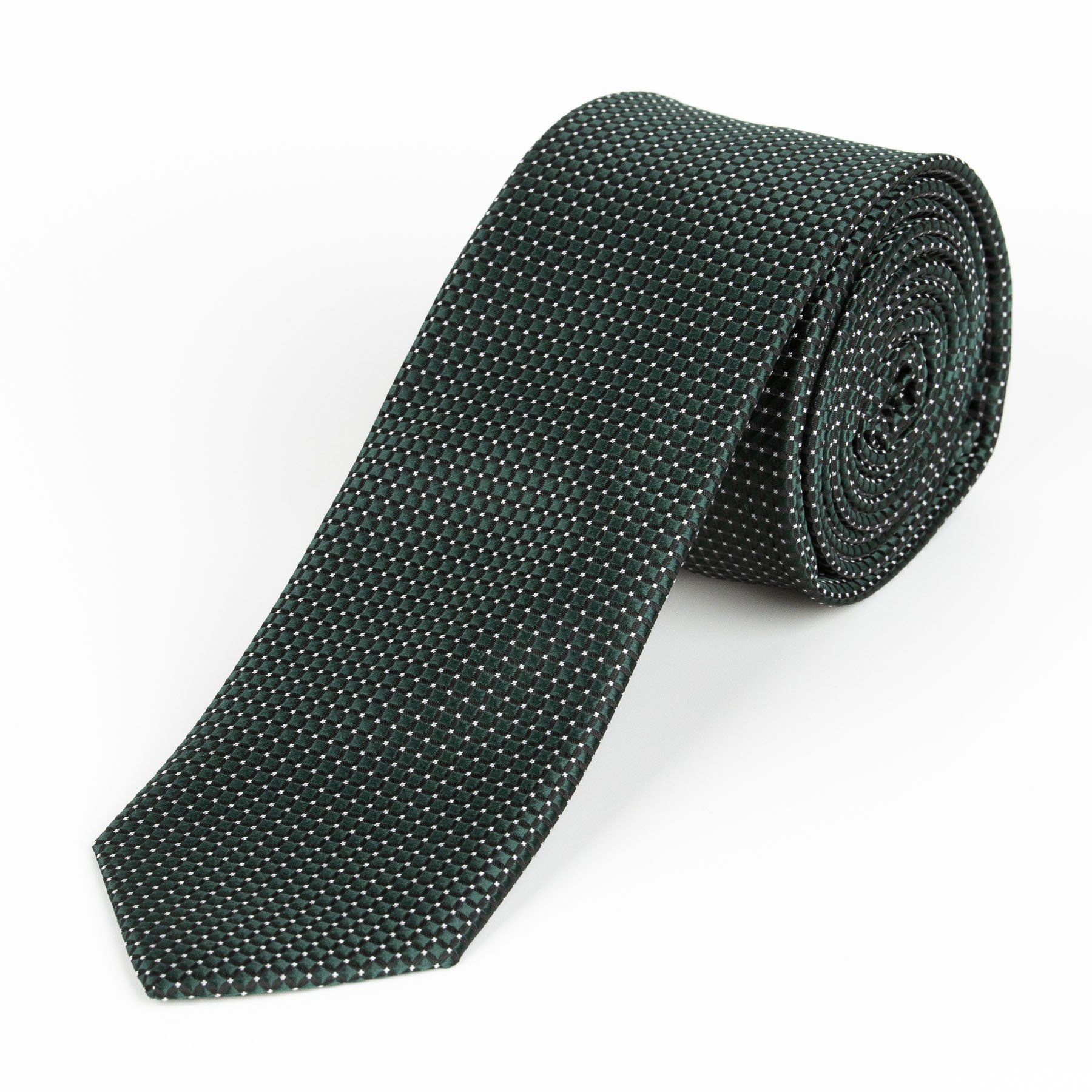 AMJ Kravata pánská úzká vzorovaná KI0998, tmavě zelená