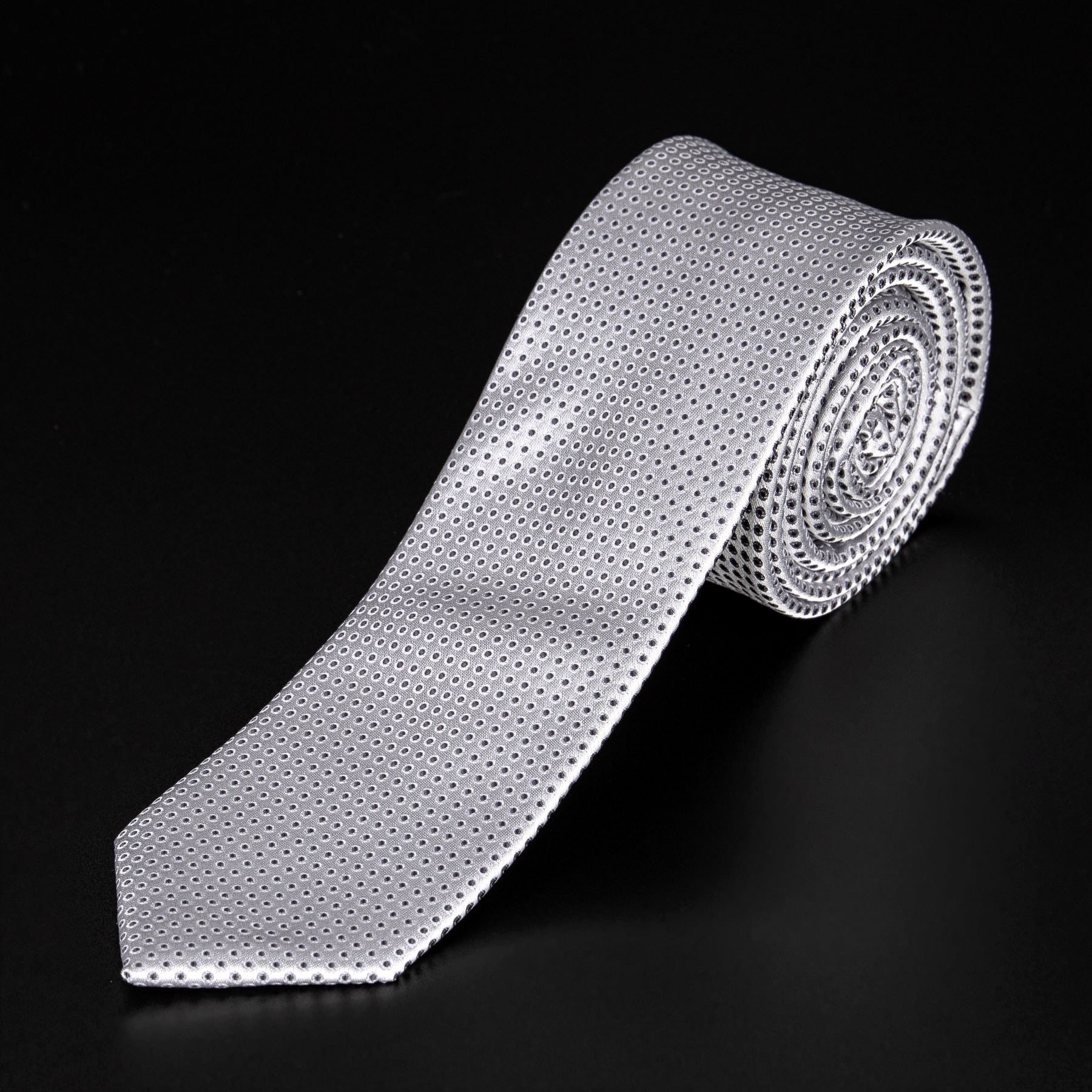 AMJ Kravata pánská úzká vzorovaná KI1020, světle šedá