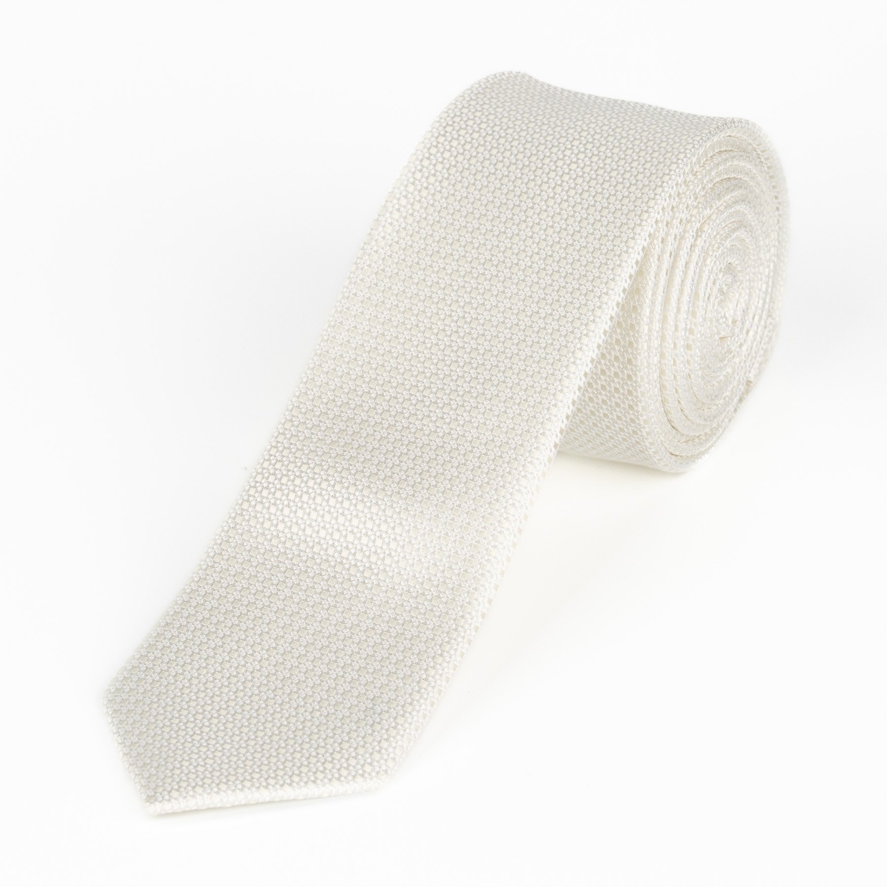 AMJ Kravata pánská úzká vzorovaná KI1024, smetanová