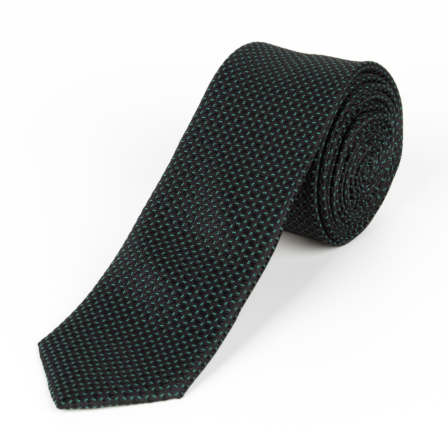 AMJ Kravata pánská úzká vzorovaná KI1037, černo-zelená
