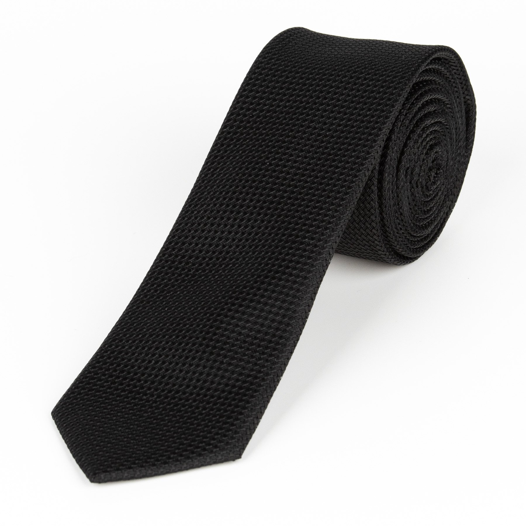 AMJ Kravata pánská úzká vzorovaná KI1049, černá