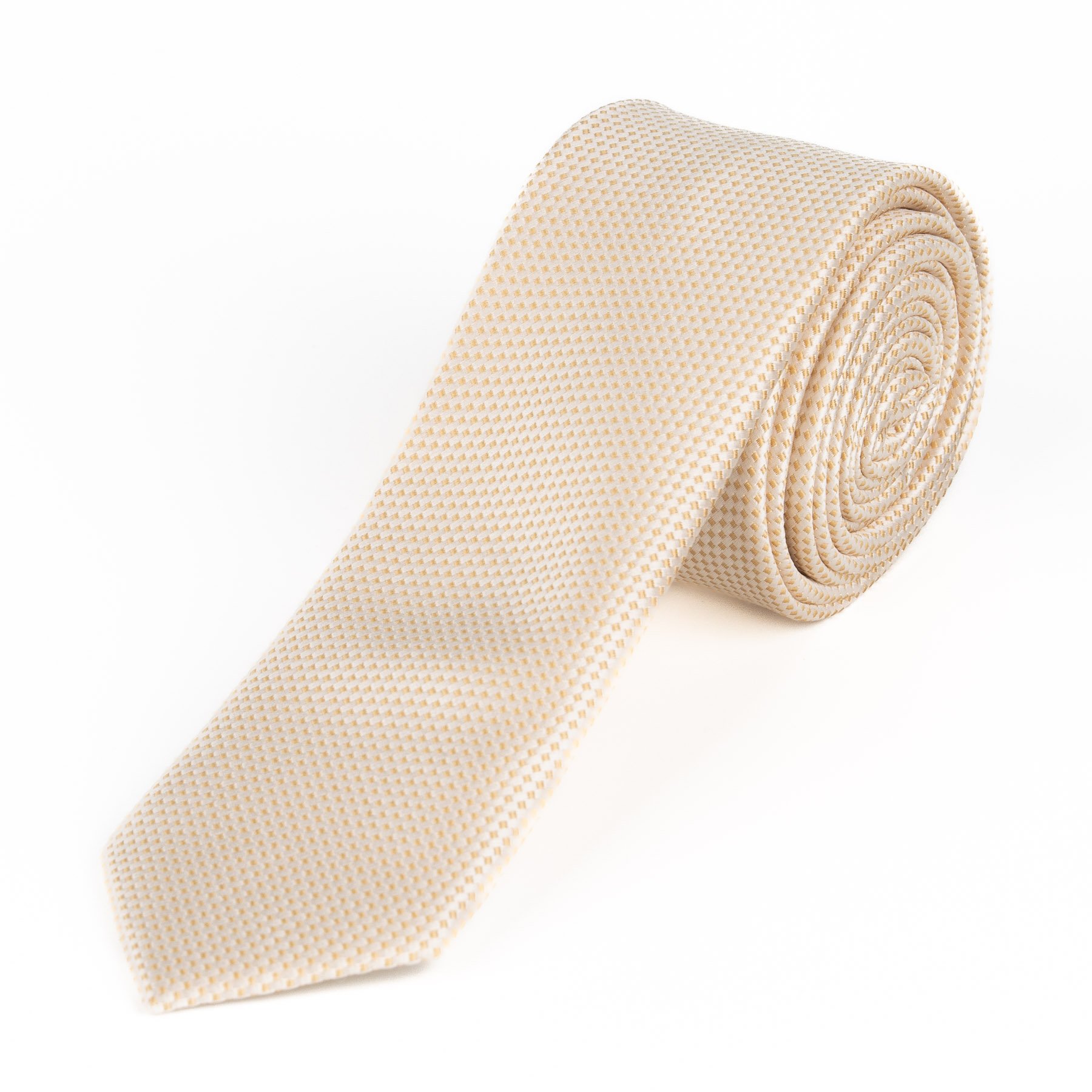 AMJ Kravata pánská úzká vzorovaná KI1062, krémová