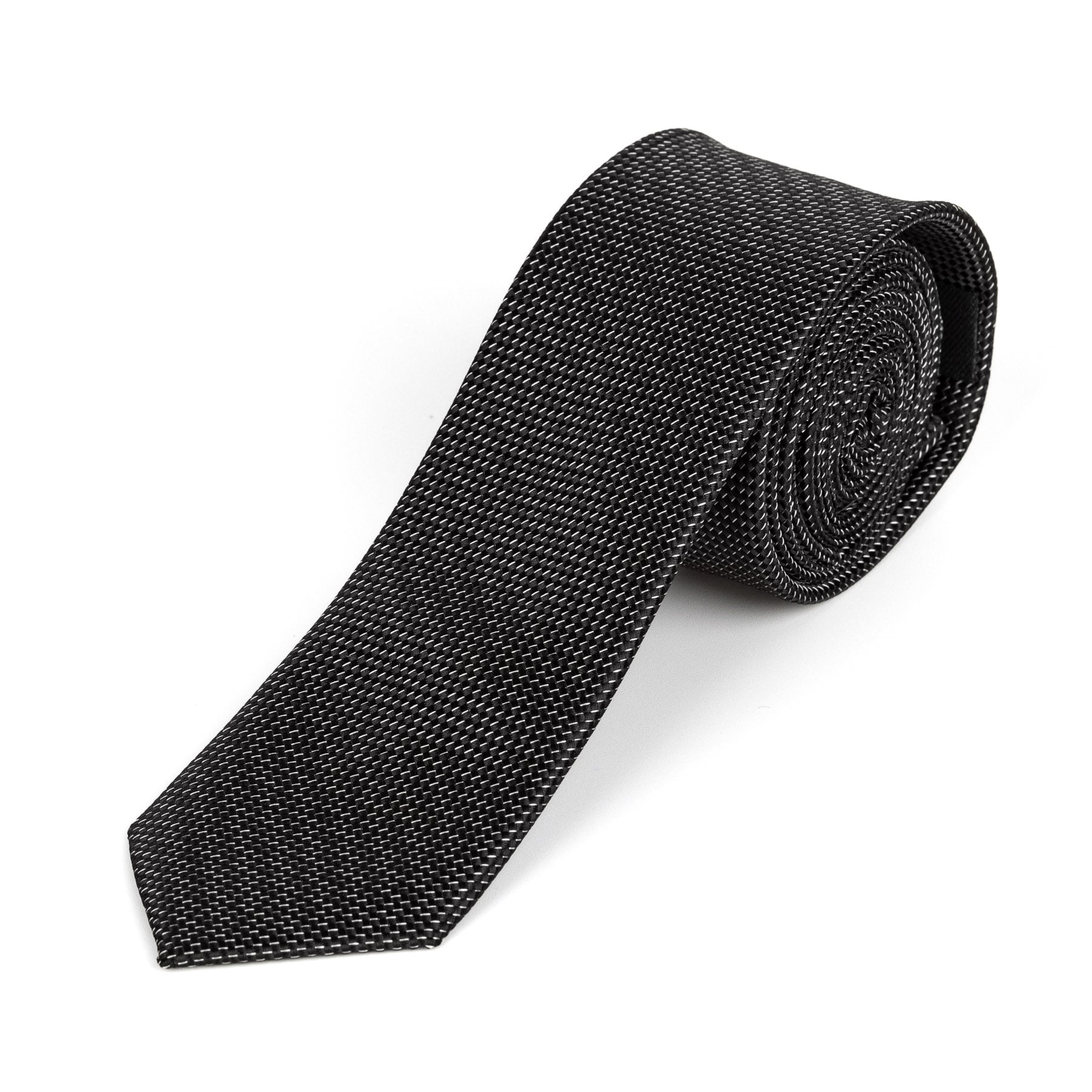 AMJ Kravata pánská úzká vzorovaná KI1064, černá