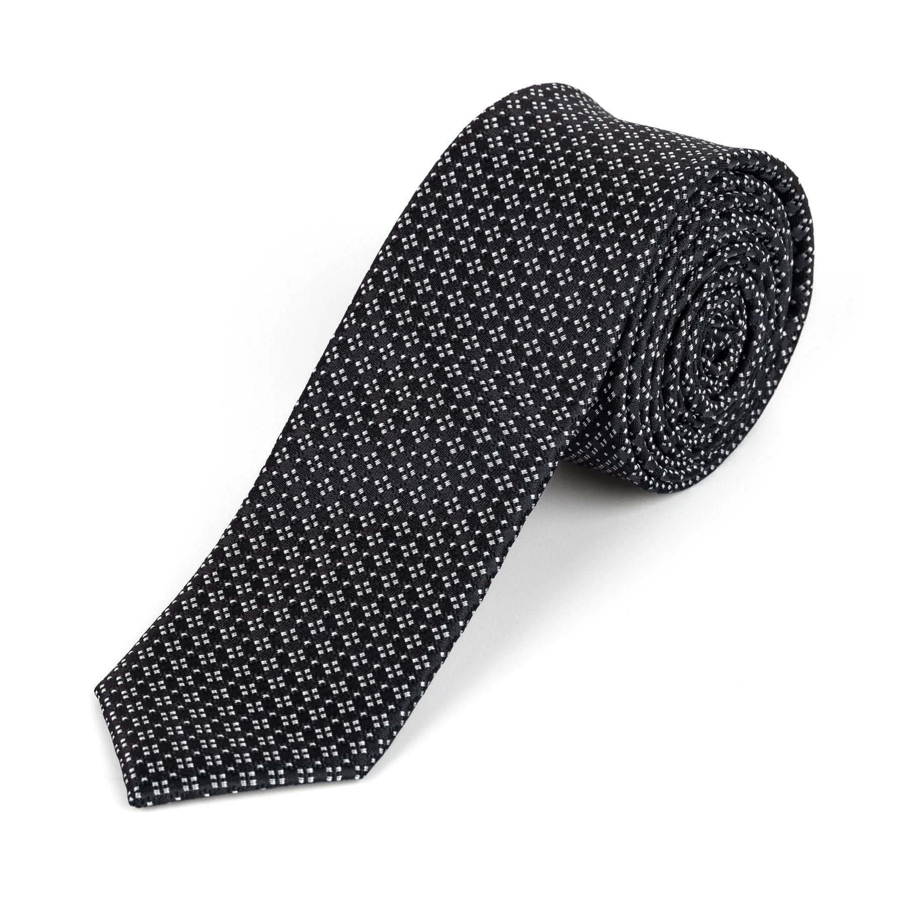 AMJ Kravata pánská úzká vzorovaná KI1096, černá