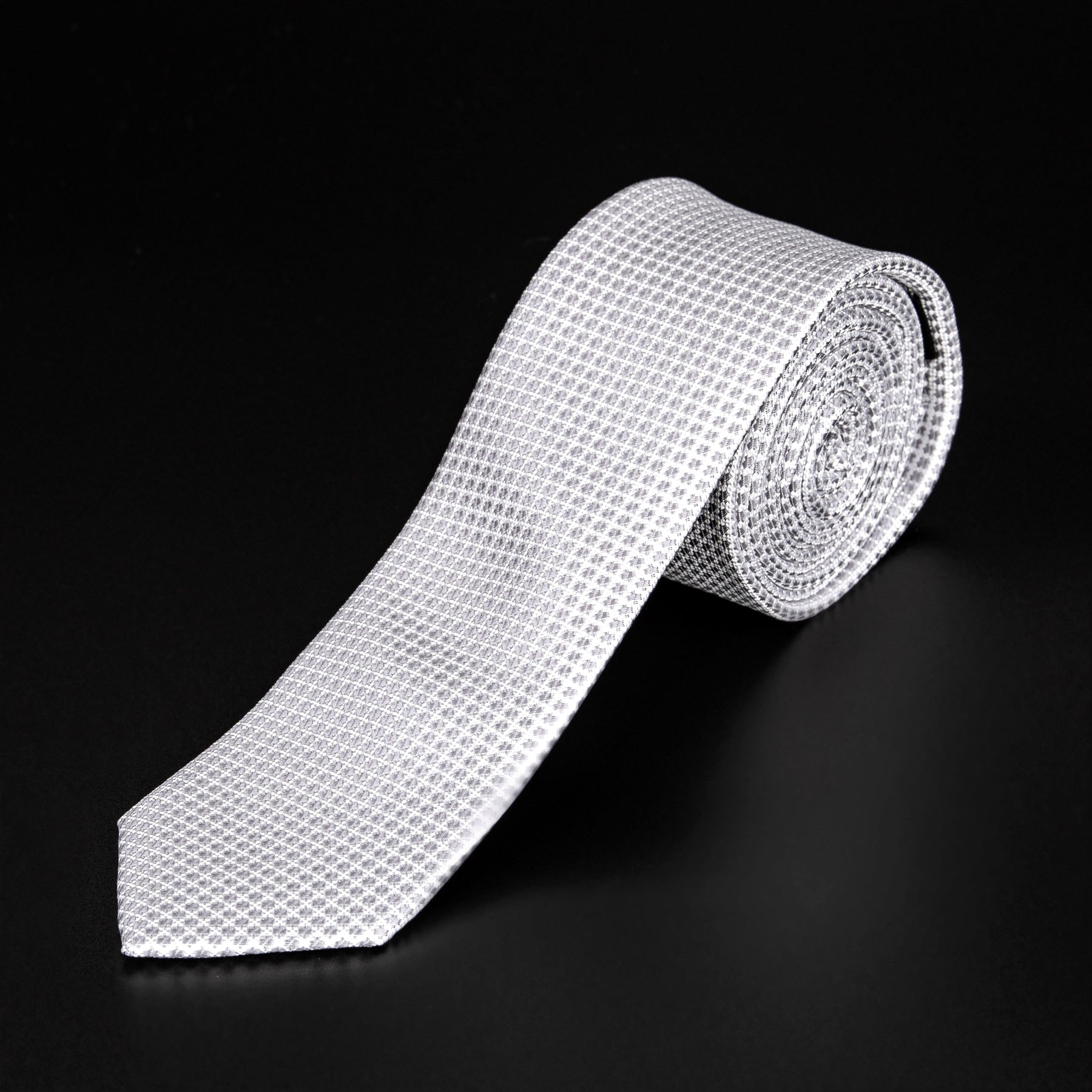 AMJ Kravata pánská úzká vzorovaná KI1099, světle šedá