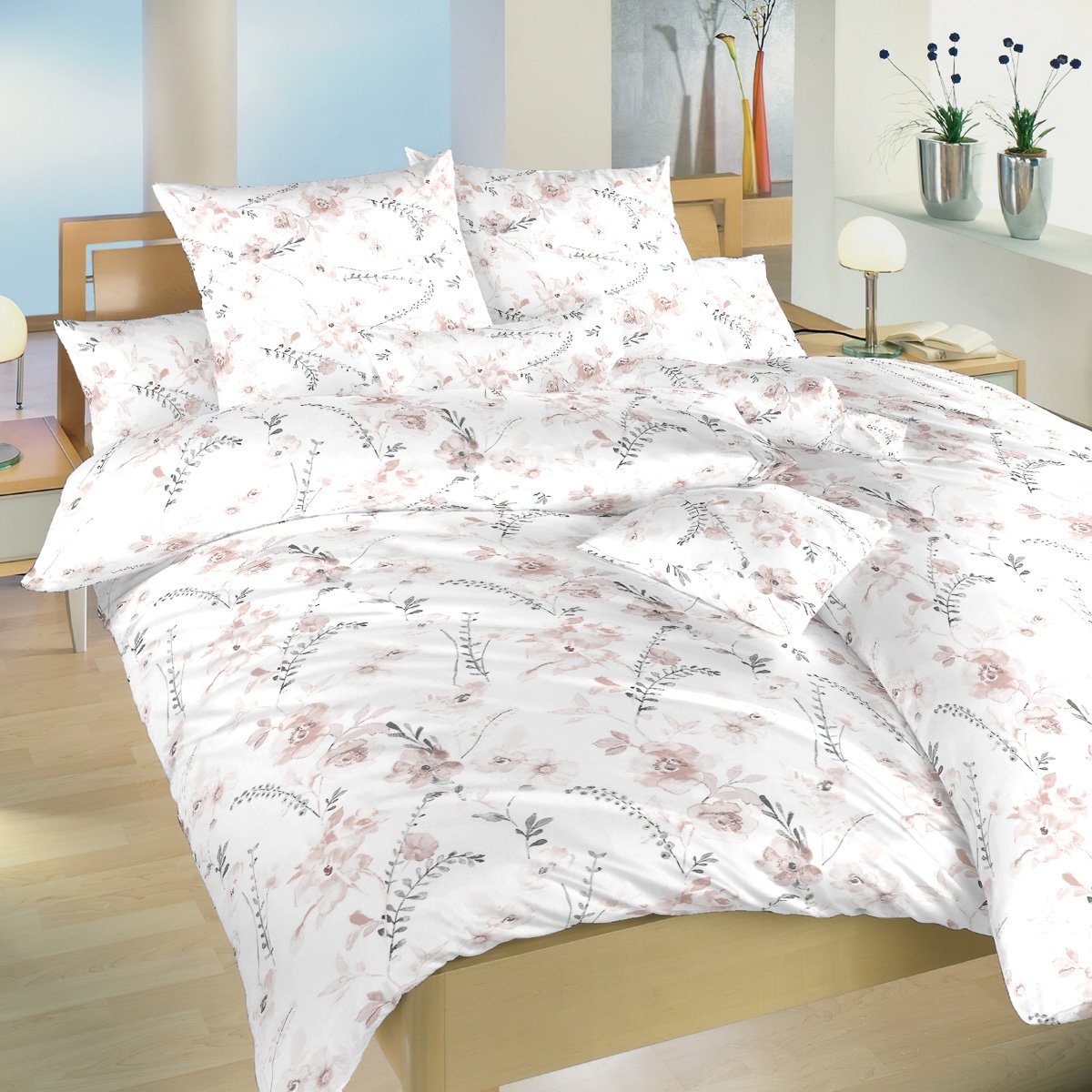 Dadka Povlečení krep Kvítí pudrové na bílém Varianta: Povlečení krep Kvítí pudrové na bílém 140x200, 70x90 cm