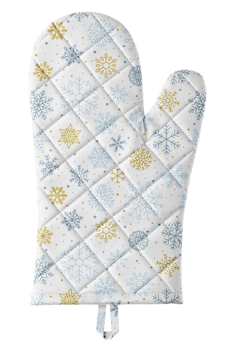 Avax kuchyňská chňapka vánoční QK-198, modré a béžové vločky, 28x18cm