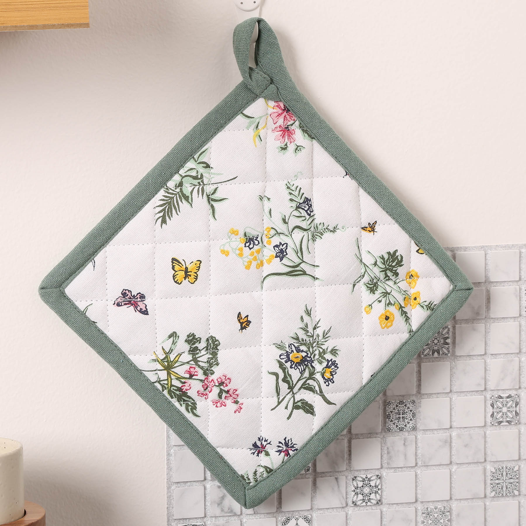 Avax kuchyňská podložka QK-177, luční kvítí, bílo-růžová-zelená 20x20cm