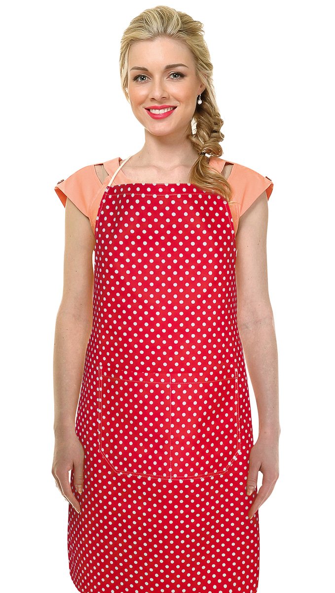 Bellatex kuchyňská zástěra ADÉLA 7750/014, PUNTÍK ČERVENÁ, BÍLÁ, 67x84cm