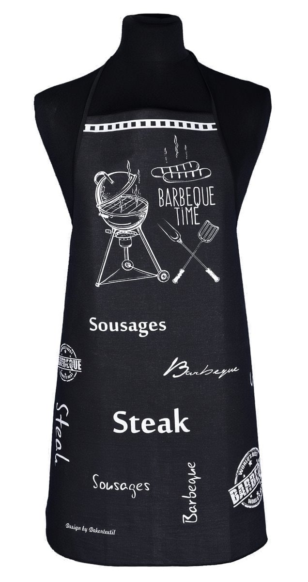 Forbyt kuchyňská zástěra BARBEQUE TIME, černá, 63x80cm