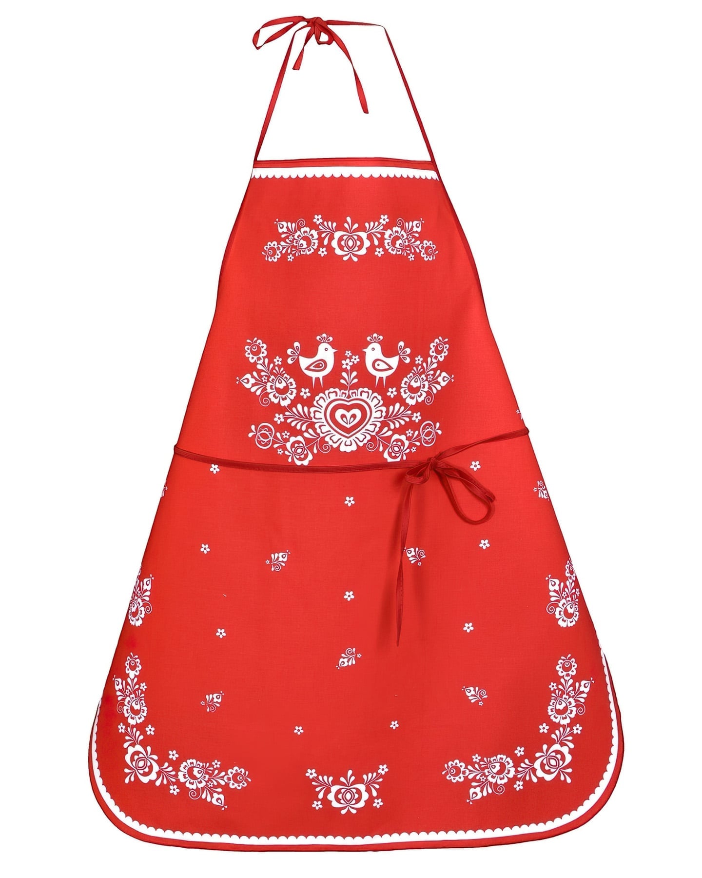 Forbyt Kuchyňská zástěra Folk podklad červený Varianta: Kuchyňská zástěra Folk podklad červený 64x76 cm