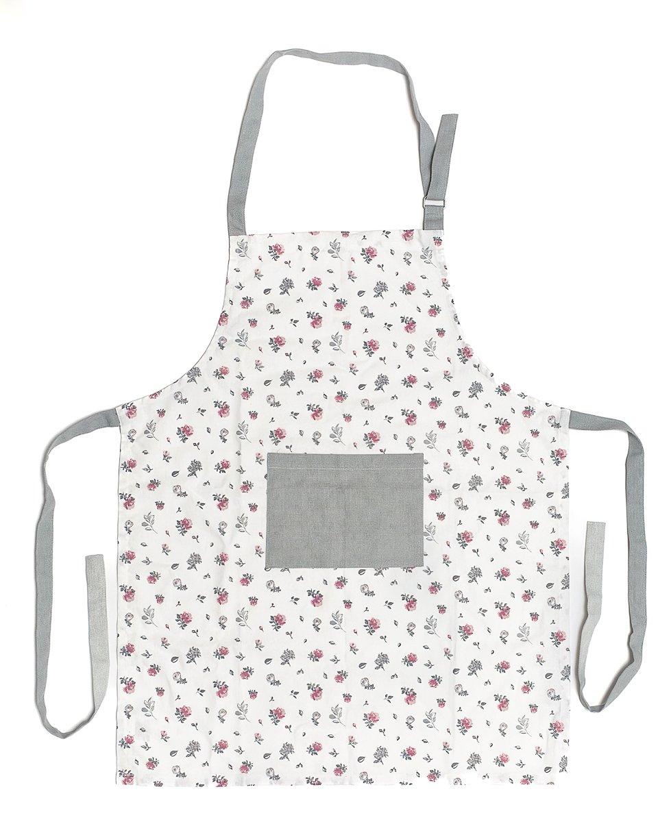 Quentin kuchyňská zástěra KYTKY QK-131, růžovo-šedá, 60x75cm