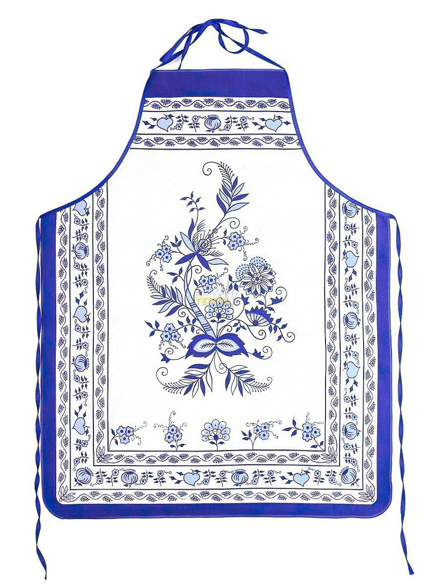 Kuchyňská zástěra CIBULÁK, modrobílá, 65x76cm