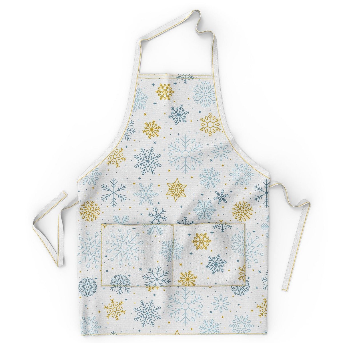 Avax kuchyňská zástěra vánoční QK-197, modré a béžové vločky 60x75cm