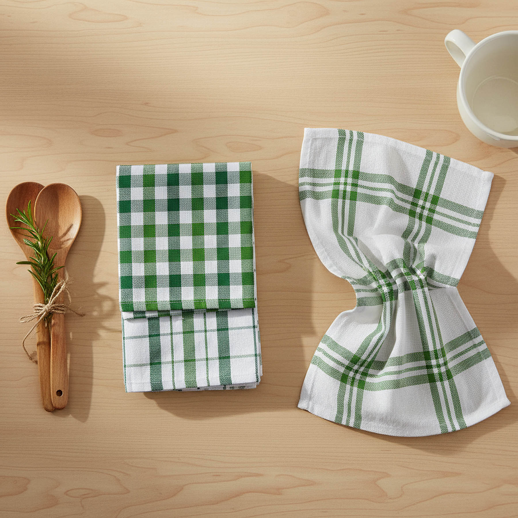 Euromat kuchyňské utěrky ARA zelená kostka / káro, 3 kusy, 45x65cm