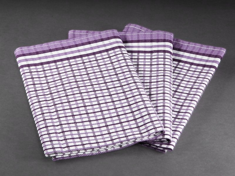 Polášek kuchyňské utěrky EGYPTSKÁ BAVLNA 25, fialové drobné káro, 3 kusy, 50x70cm
