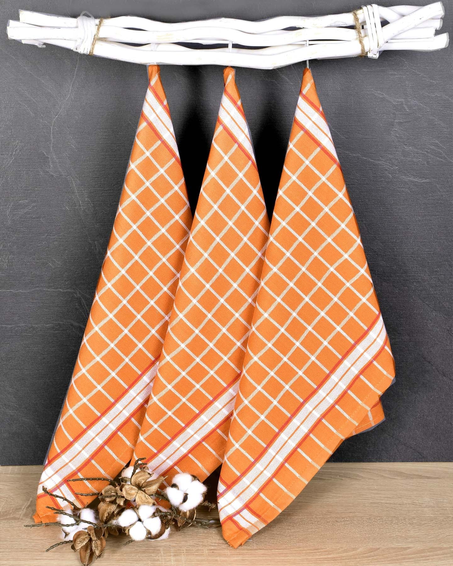 Forbyt kuchyňské utěrky EGYPTSKÁ BAVLNA ORANGE, oranžová kostka, 3 kusy, 50x70cm