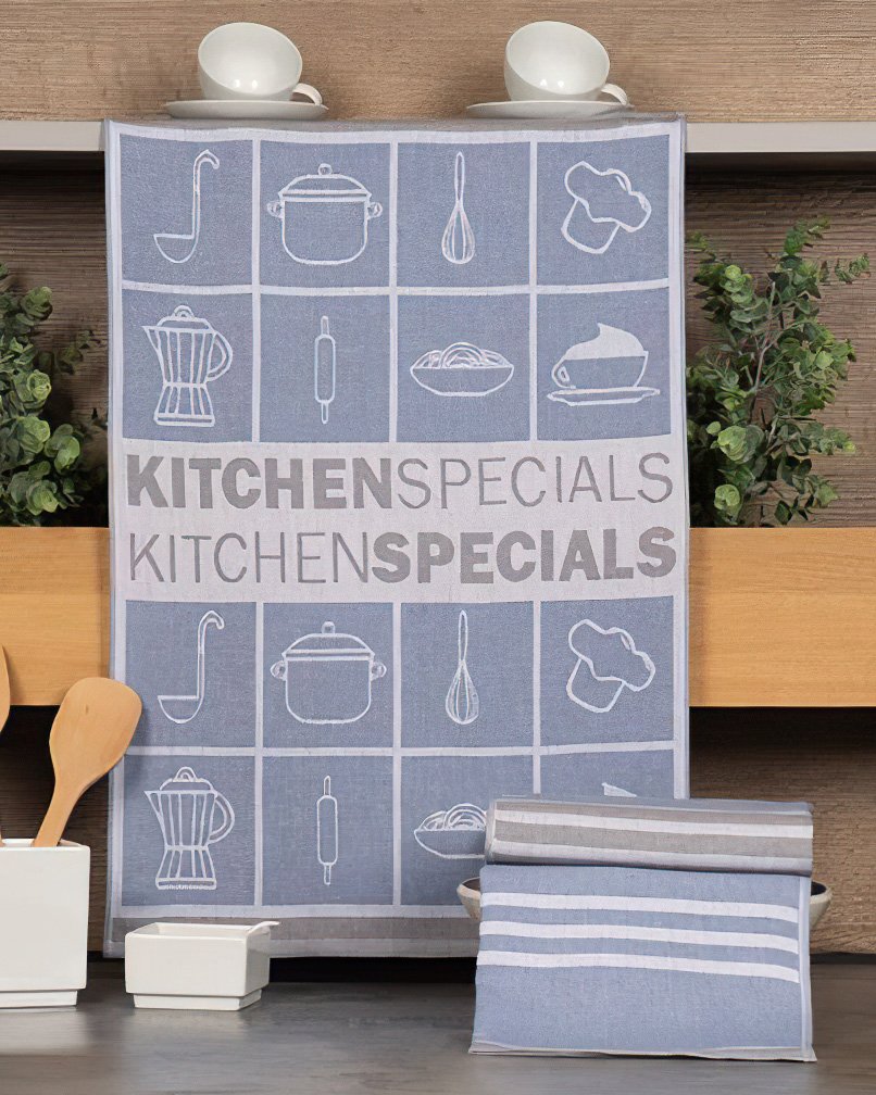 Etex kuchyňské utěrky EGYPTSKÁ BAVLNA U02 KUCHYNĚ, modro-béžová, 3 kusy, 50x70cm