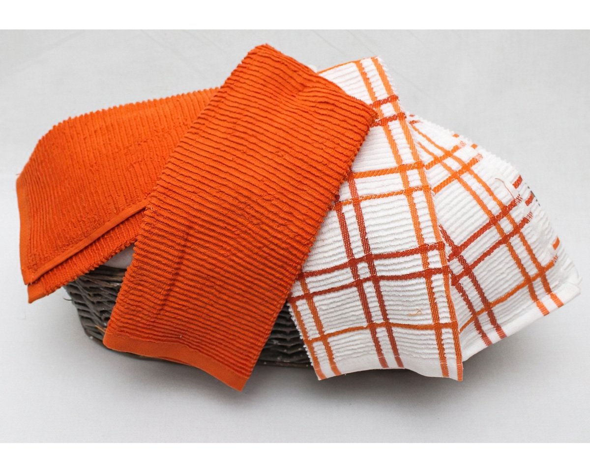 Dekoratex kuchyňské utěrky froté KOSTKA, oranžovo-bílé, 2 kusy 40x60cm