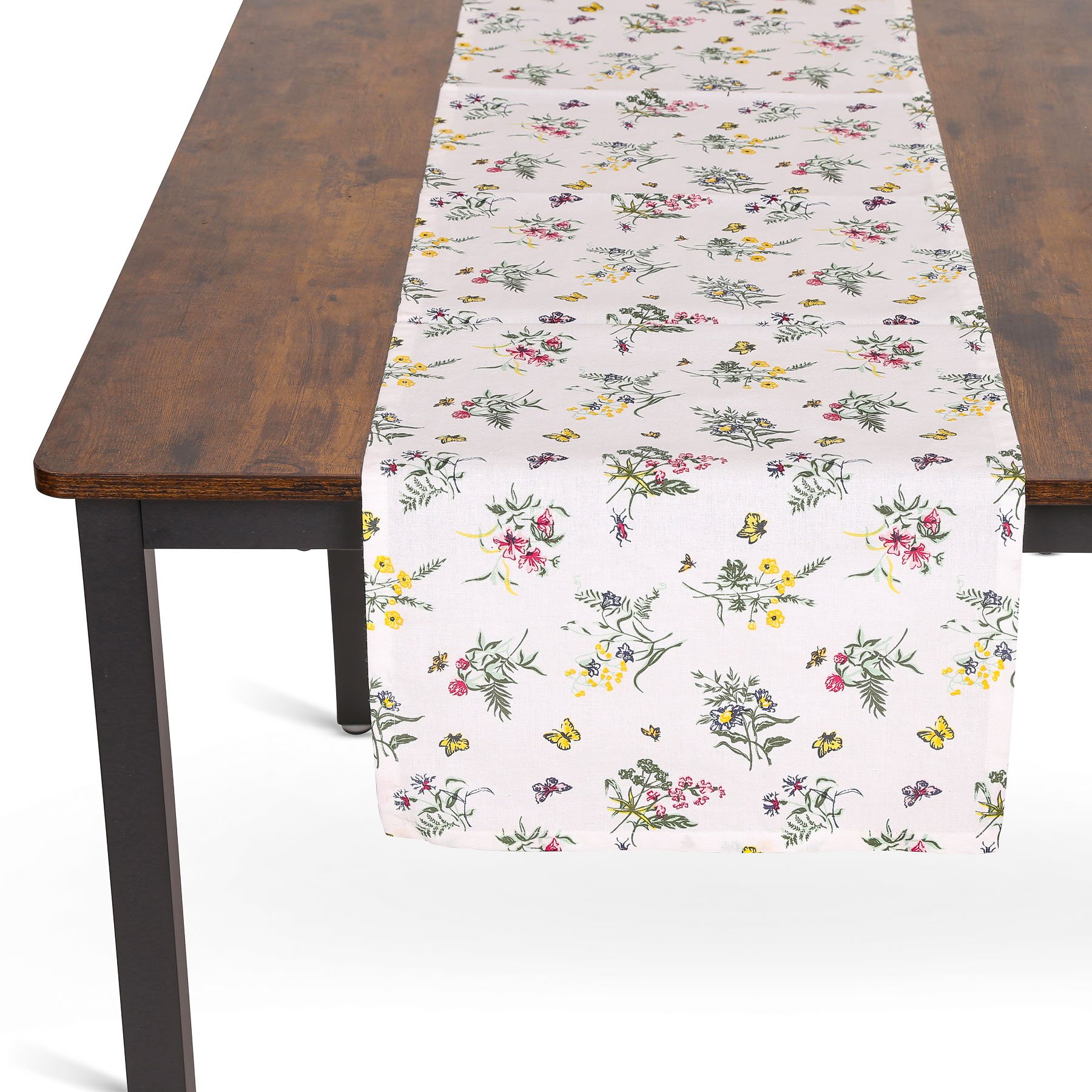 Quentin kuchyňský ubrus / běhoun QK-180, luční kvítí, bílo-růžová 35x180cm