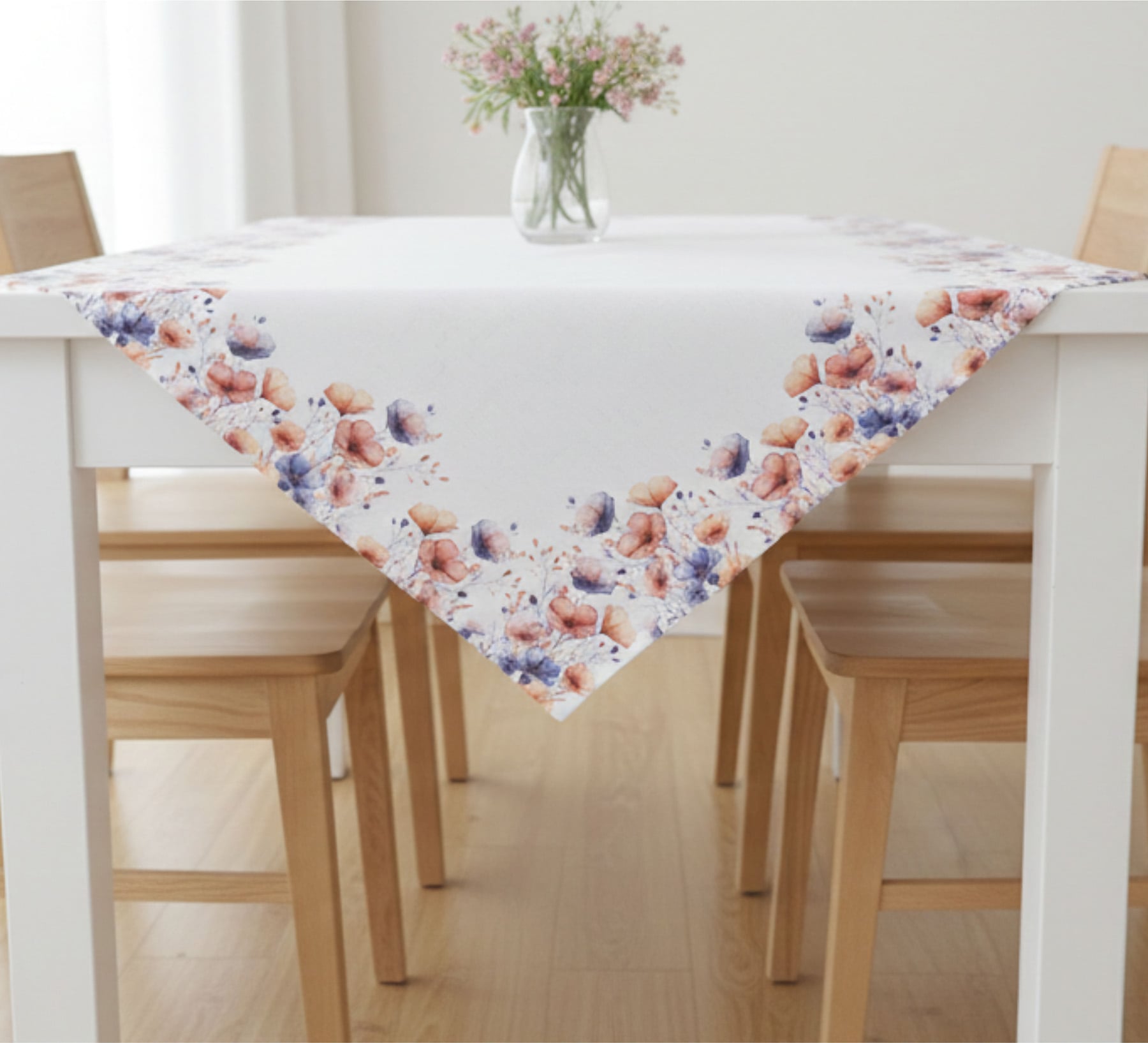 Levně Forbyt kuchyňský ubrus CYH6105 TISK, modro- červené květy 85x85cm (čtverec)