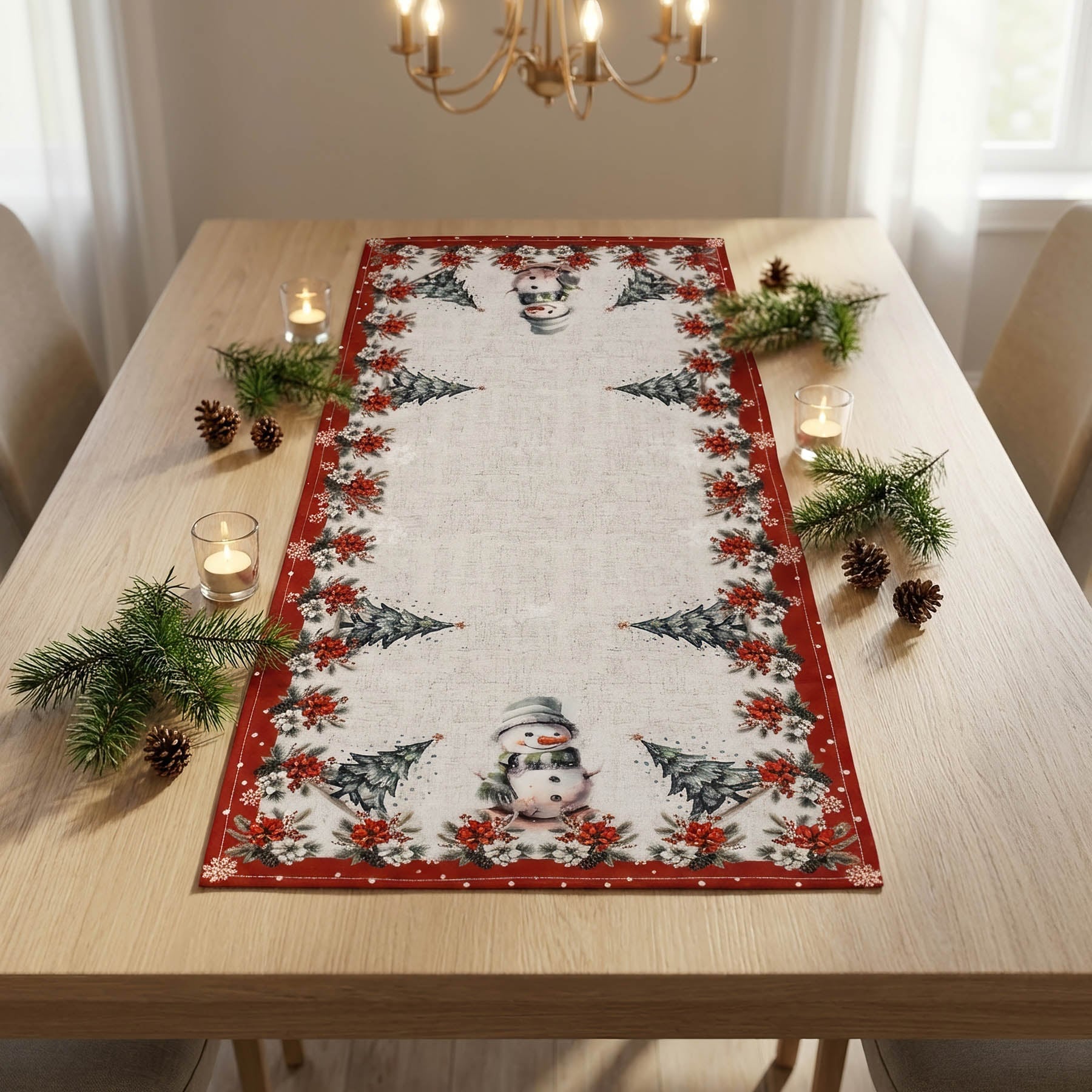 Forbyt Kuchyňský ubrus vánoční CYH5933GC, sněhulák, vínová 40x90cm (obdélník)