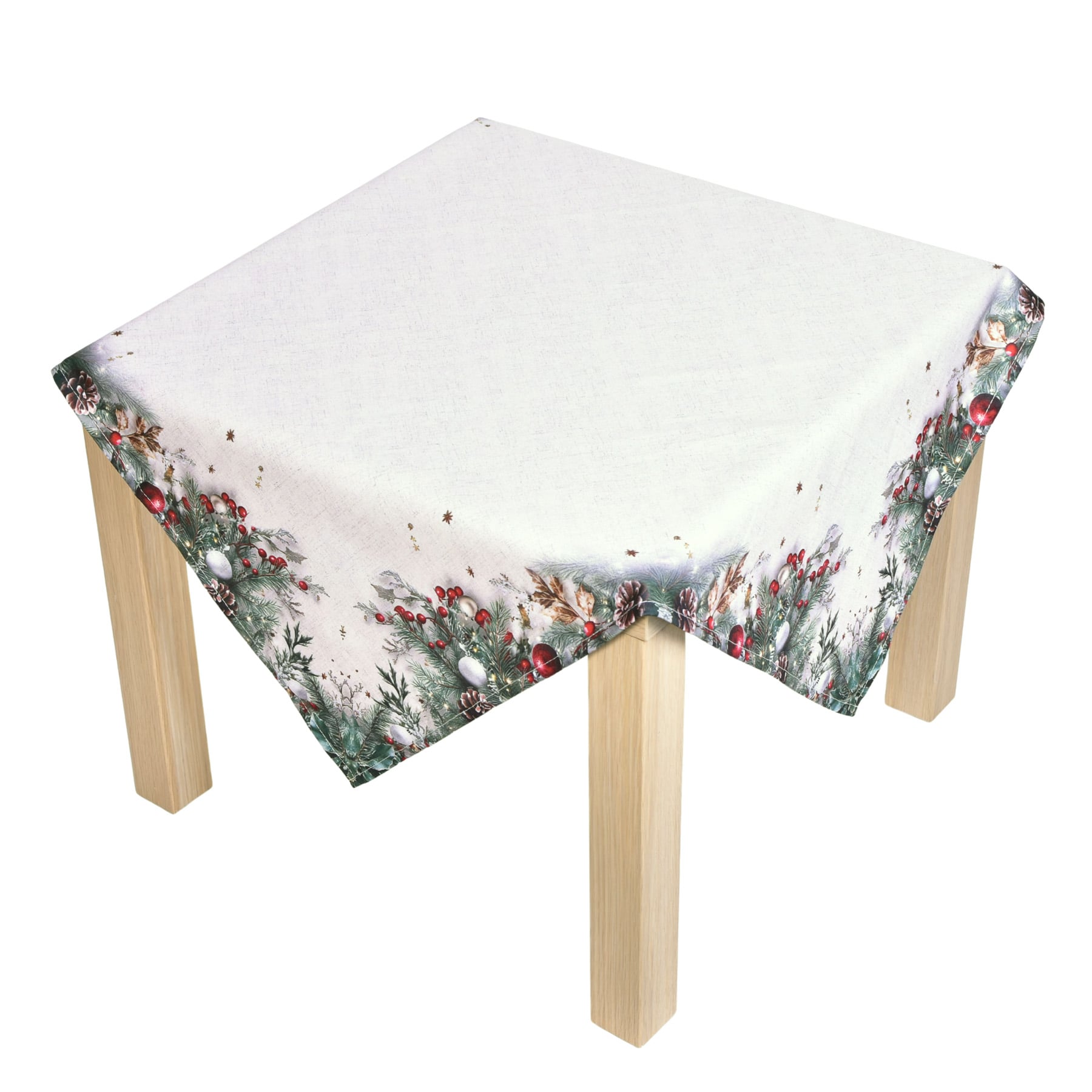 Forbyt kuchyňský ubrus vánoční CYH6024GC, vánoční ozdoby s jehličím, zelená 85x85cm (čtverec)
