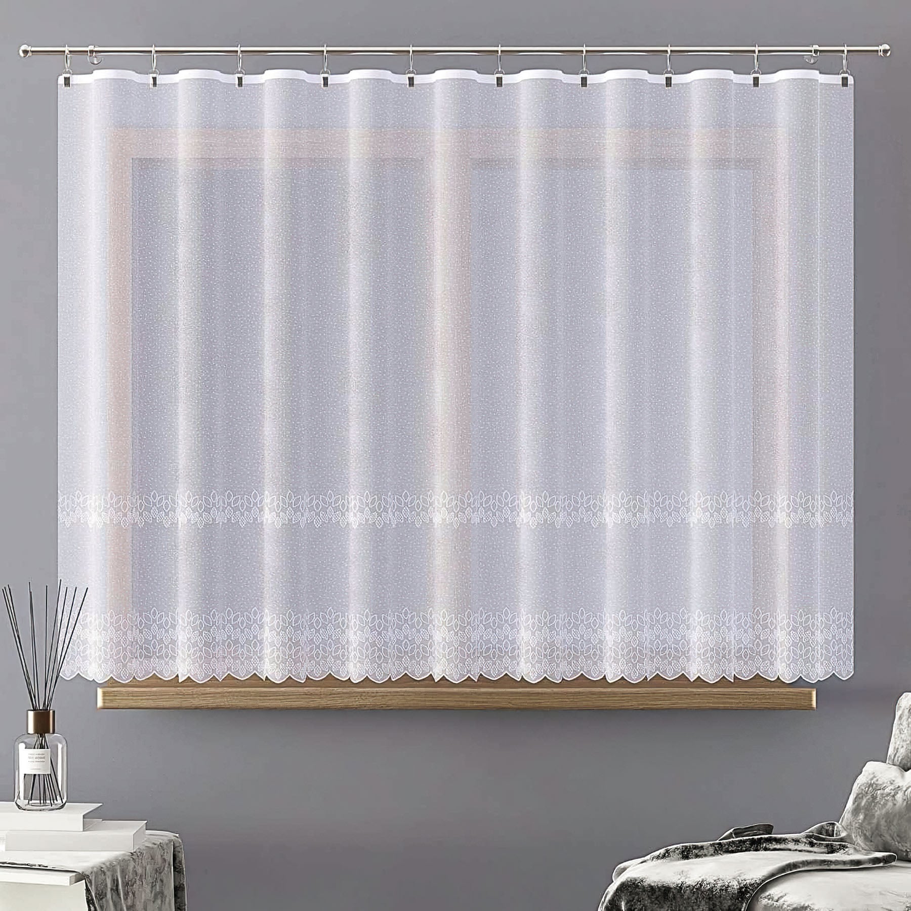 Forbyt žakarová kusová záclona VALENTINA jednobarevná bílá, výška 120 cm x šířka 250 cm (na okno)