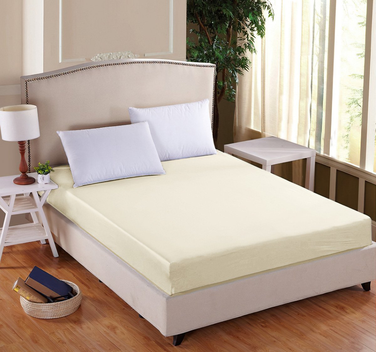 Entuzia Luxusní napínací mako-jersey prostěradlo s lycrou DELUXE 160x200cm elastické, měsíční jas / krémové