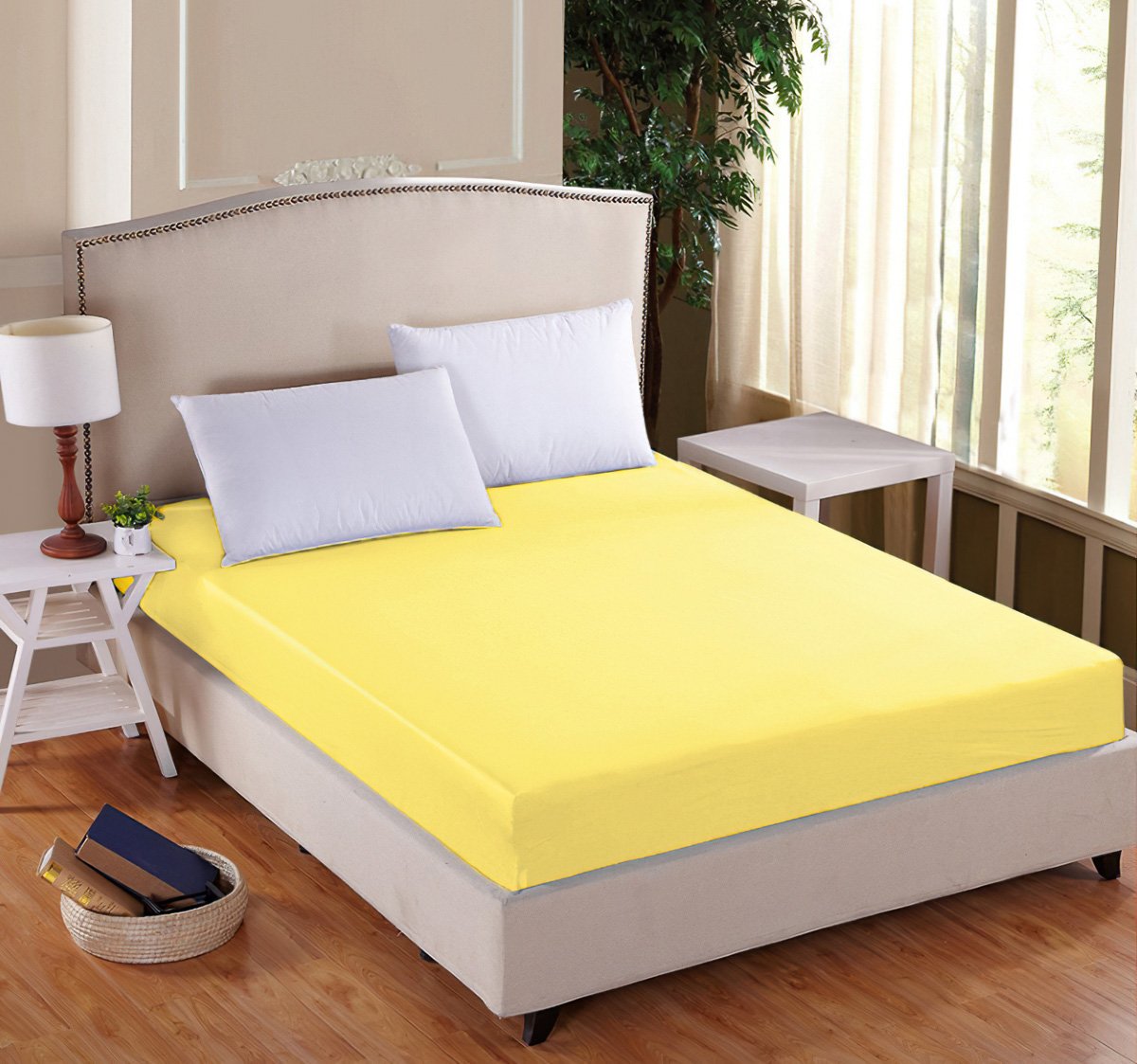 Entuzia Luxusní napínací mako-jersey prostěradlo s lycrou DELUXE 90x200cm elastické, světle žluté