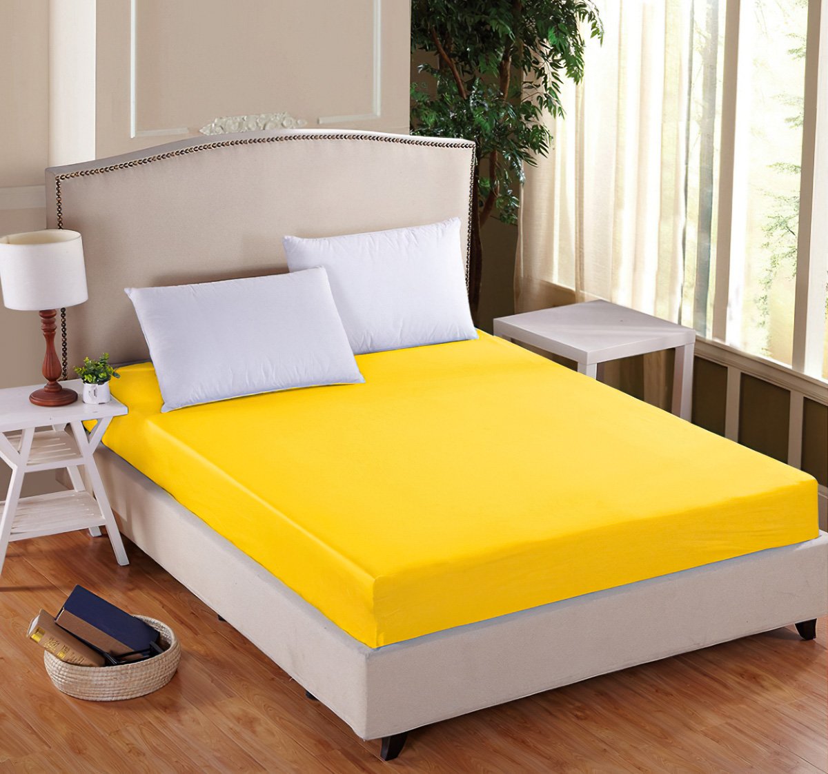 Entuzia Luxusní napínací mako-jersey prostěradlo s lycrou do postýlky DELUXE 60x120cm / 20cm elastické, sytě žluté