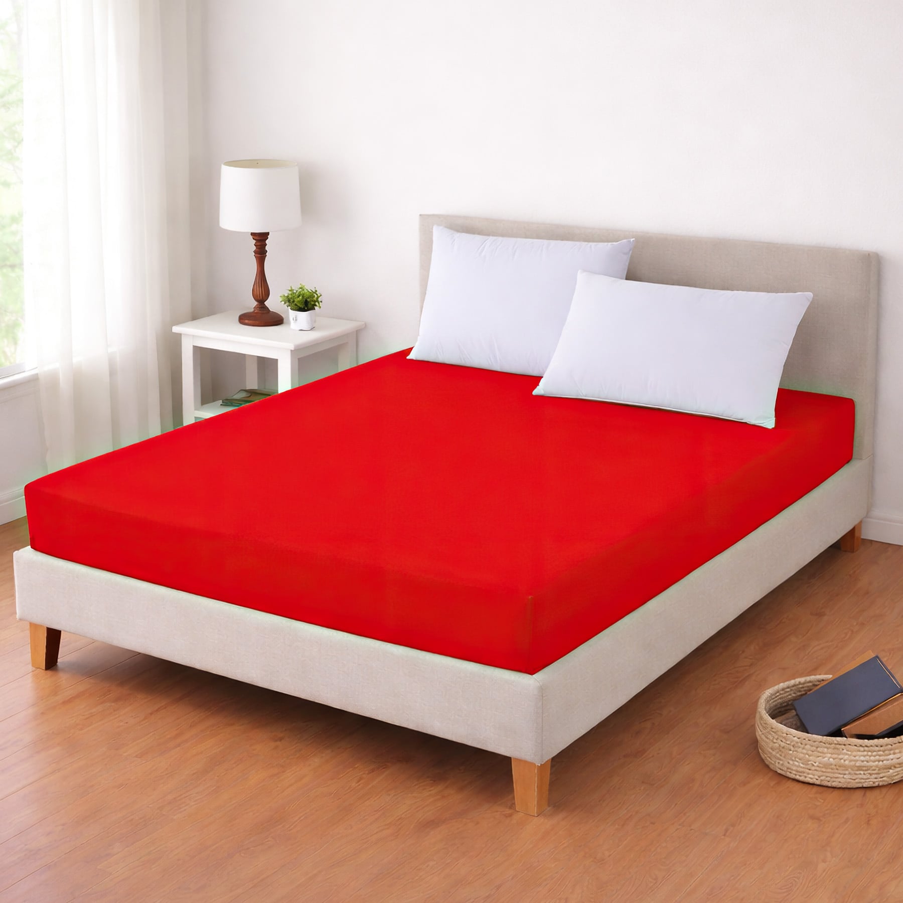 Luxusní napínací mako-jersey prostěradlo s lycrou DELUXE Collection 180x200cm / 30cm elastické, červené