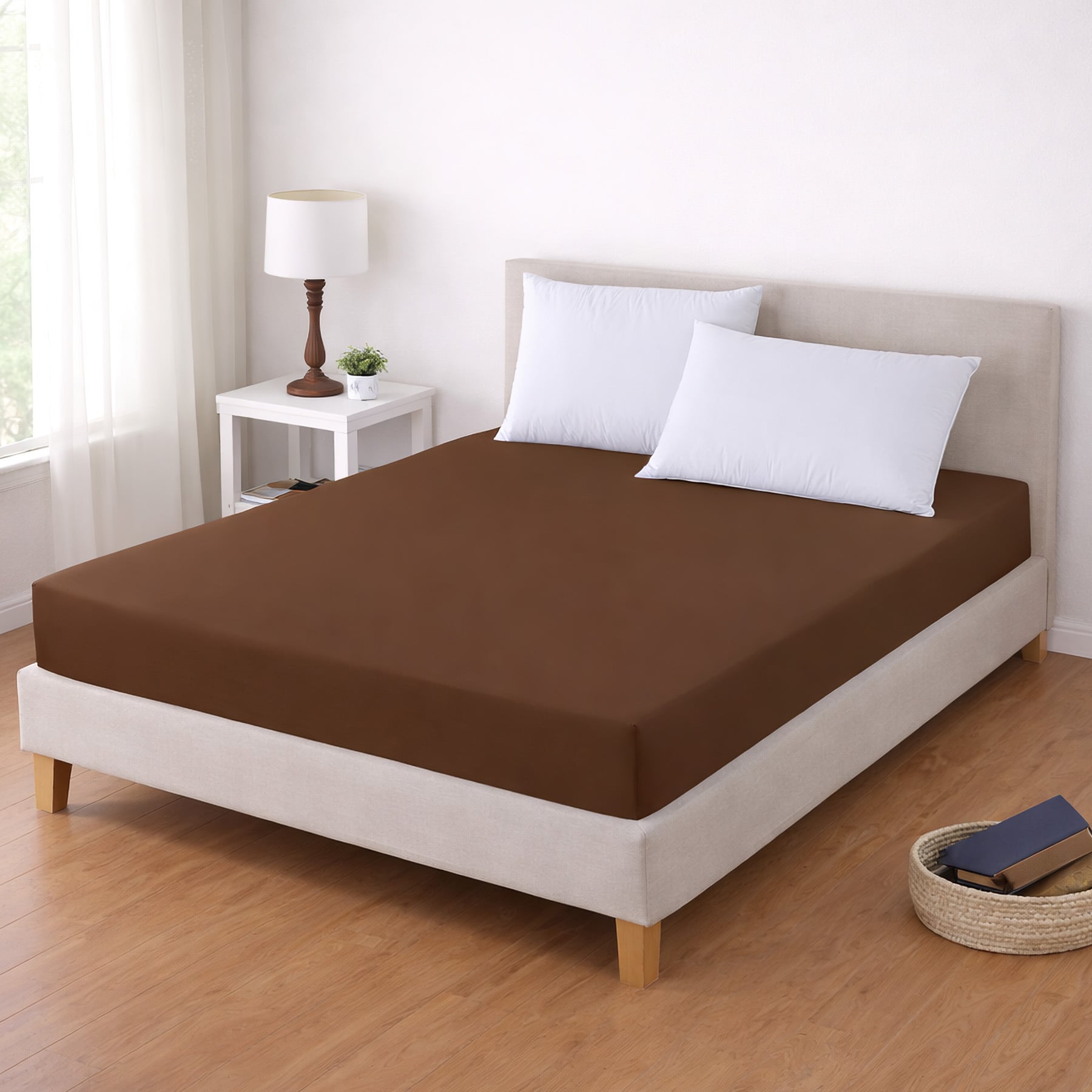 Luxusní napínací mako-jersey prostěradlo s lycrou DELUXE Collection 90x200cm / 30cm elastické, čokoládové