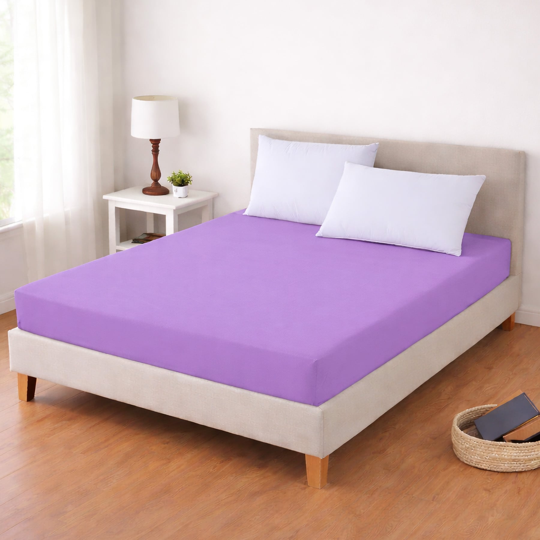 Luxusní napínací mako-jersey prostěradlo s lycrou do postýlky DELUXE Collection 60x120cm / 20cm elastické, fialové