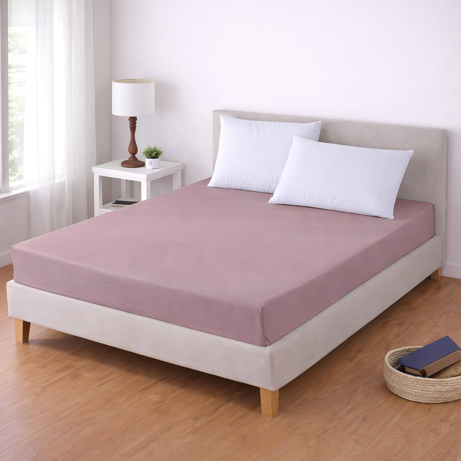 Luxusní napínací mako-jersey prostěradlo s lycrou DELUXE Collection 180x200cm / 30cm elastické, pudrové