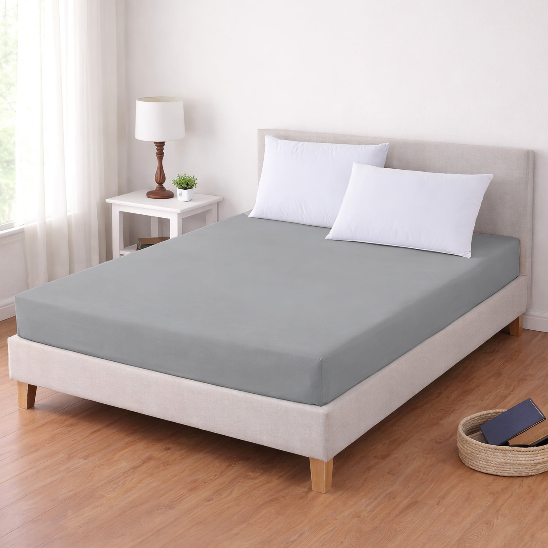 Luxusní napínací mako-jersey prostěradlo s lycrou DELUXE Collection 160x200cm / 30cm elastické, šedé