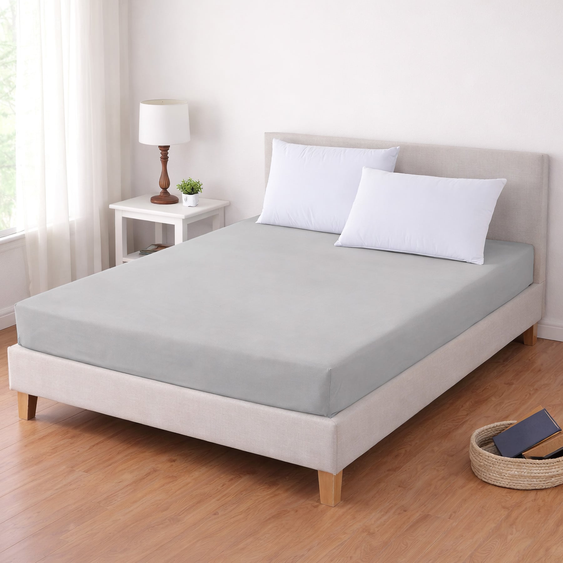 Luxusní napínací mako-jersey prostěradlo s lycrou DELUXE Collection 180x200cm / 30cm elastické, stříbrné