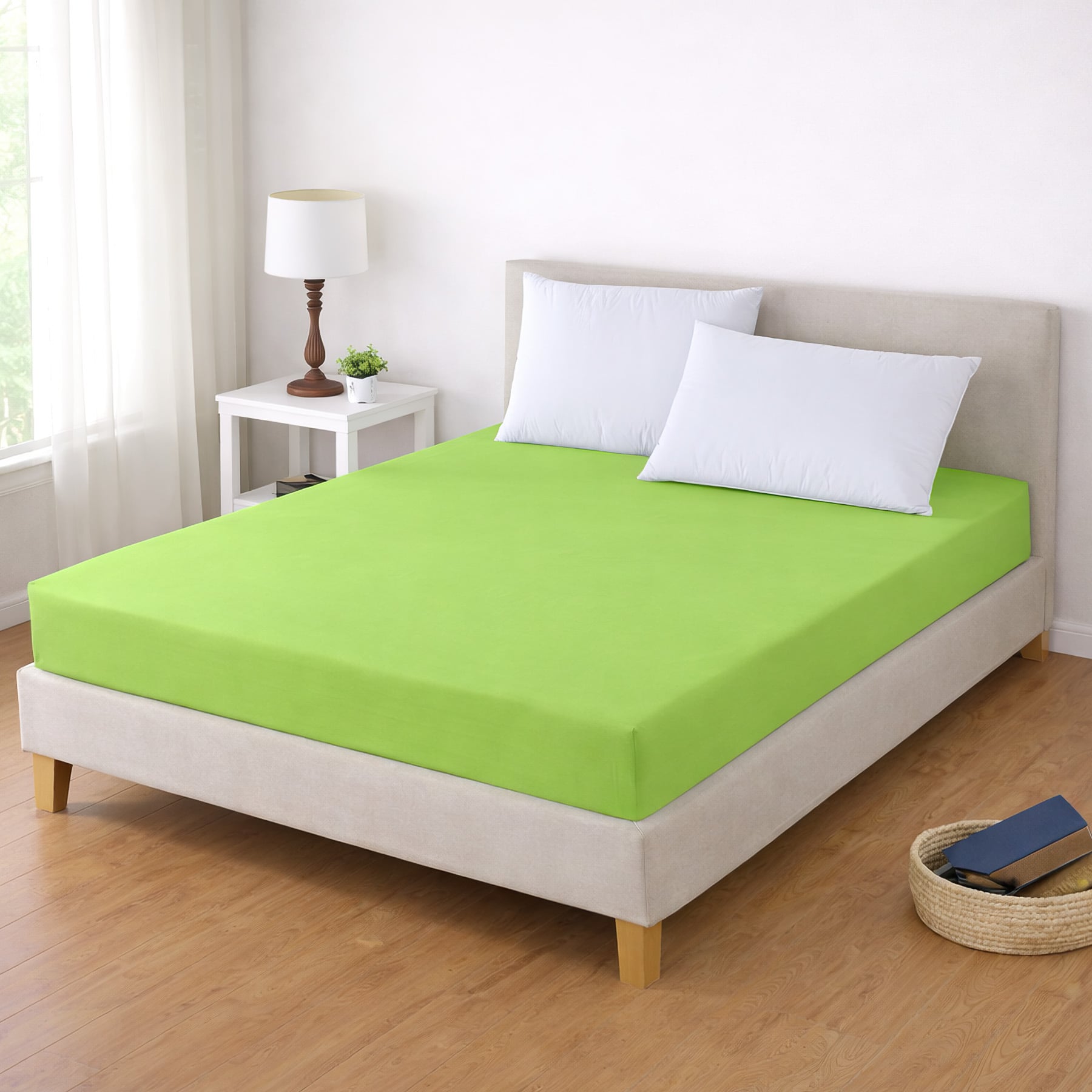 TextilCentrum Luxusní napínací mako-jersey prostěradlo s lycrou DELUXE Collection 90x200cm elastické, zelené kiwi
