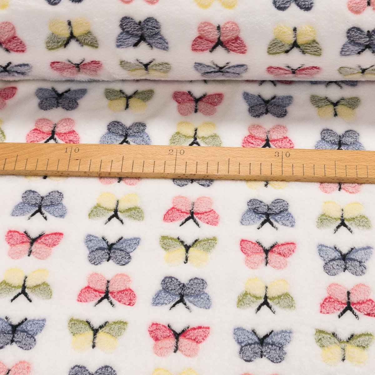 Mikroflanel / flanel fleece 3921/11 barevní motýlci, š.150cm, (látka v metráži)